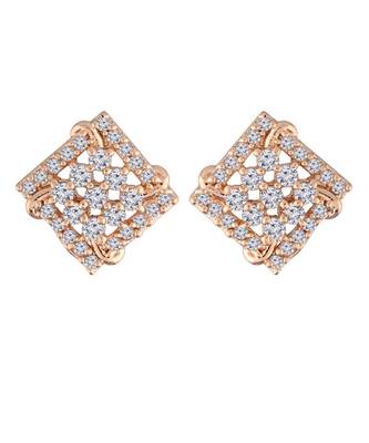 Rose Gold Plated CZ American Diamond Square Studs Earrings for    1