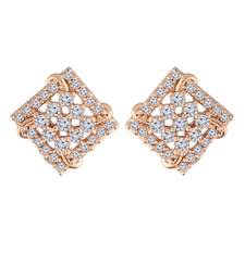 Rose Gold Plated CZ American Diamond Square Studs Earrings for   