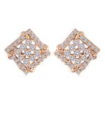 Rose Gold Plated CZ American Diamond Square Studs Earrings for   