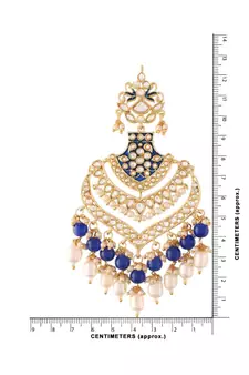 Intricately Designed Traditional Long Earrings Enamel Glided With Kundans & Pearls 