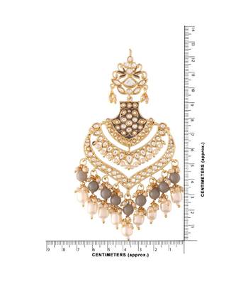 Intricately Designed Traditional Long Earrings Enamel Glided With Kundans & Pearls  3