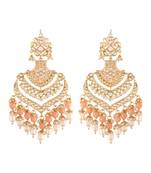 Designer Traditional Long Earrings Enamel Glided With Kundans & Pearls 