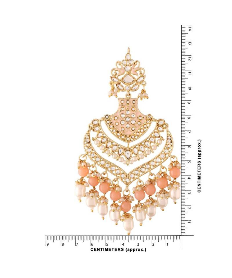 Designer Traditional Long Earrings Enamel Glided With Kundans & Pearls 