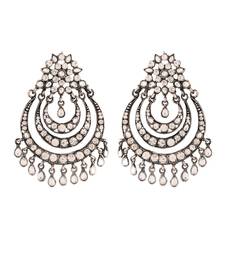 Silver Oxidised Traditional Stone Studded Chandbali Earrings for   (E2633OX)