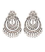 Silver Oxidised Traditional Stone Studded Chandbali Earrings for   (E2633OX)