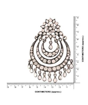 Silver Oxidised Traditional Stone Studded Chandbali Earrings for   (E2633OX) 3