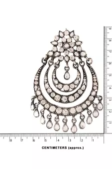 Silver Oxidised Traditional Stone Studded Chandbali Earrings for   (E2633OX)