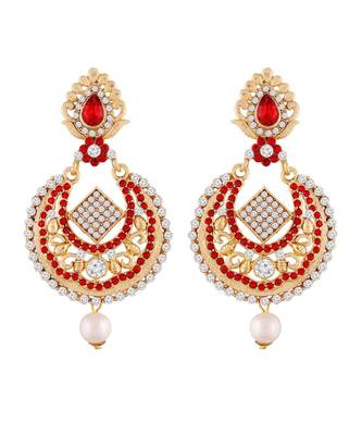 Gold Plated Traditional Stone Studded Drop Earrings For   (E2343R) 1