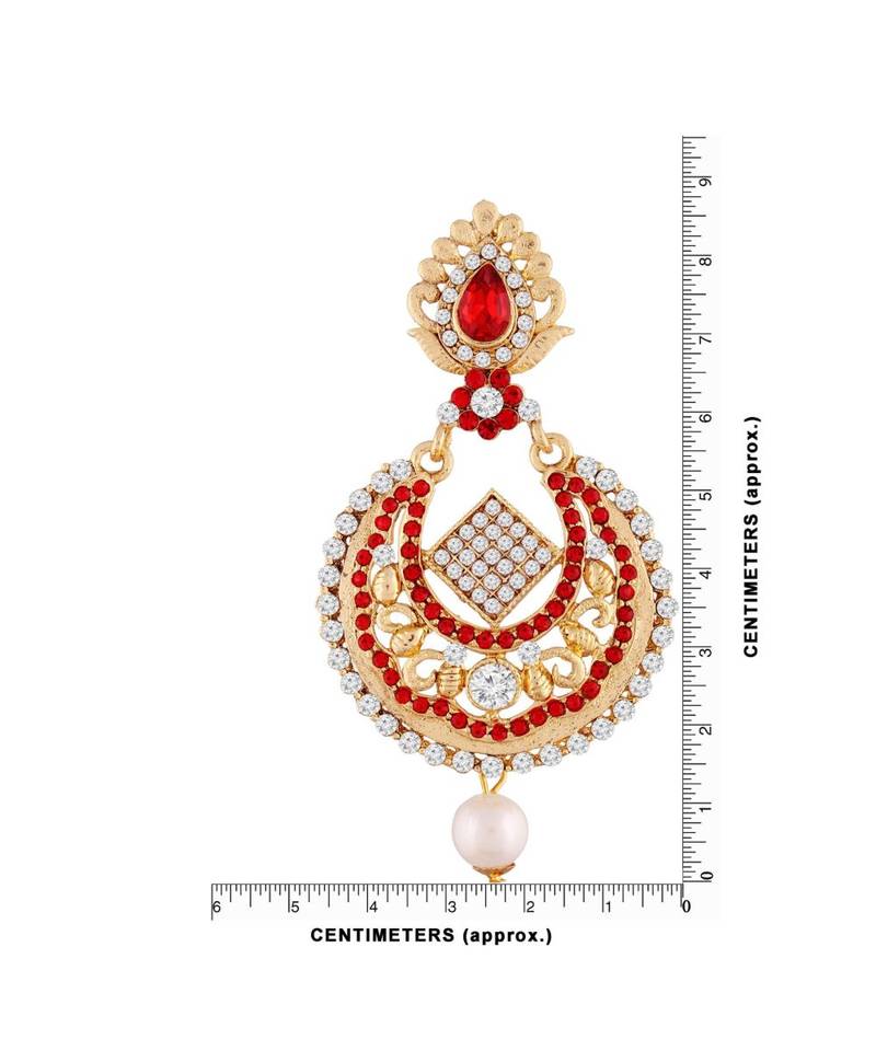 Gold Plated Traditional Stone Studded Drop Earrings For   (E2343R)