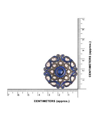 Silver Oxidized Kundan Studded Meena Work Designer Circular Stud Earrings for    3