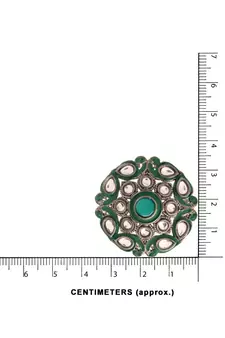 Silver Oxidized Kundan Studded Meena Work Designer Circular Stud Earrings for  