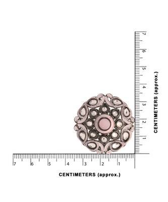 Silver Oxidized Kundan Studded Meena Work Designer Circular Stud Earrings for   3