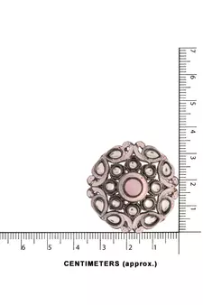 Silver Oxidized Kundan Studded Meena Work Designer Circular Stud Earrings for  