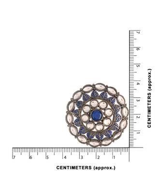 Silver Oxidized Kundan Studded Meena Work Designer Circular Stud Earrings for   3