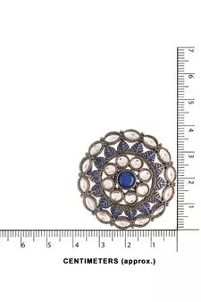 Silver Oxidized Kundan Studded Meena Work Designer Circular Stud Earrings for  