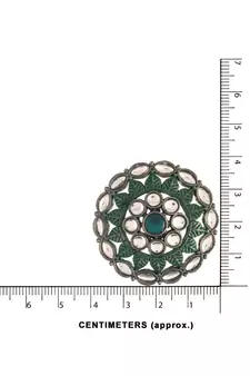 Silver Oxidized Kundan Studded Meena Work Designer Circular Stud Earrings for  