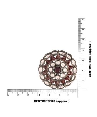 Silver Oxidized Kundan Studded Meena Work Designer Circular Stud Earrings for   3
