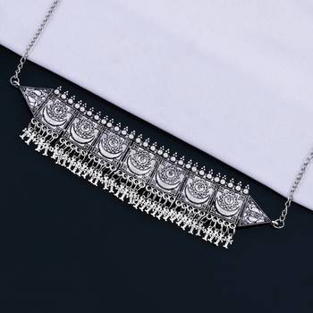 Traditional Adjustable Silver Oxidised Necklace Jewellery For Women Girls 1