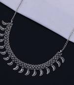 Traditional Choker Silver Oxidised Adjustable Necklace Set Jewellery For Women Girls