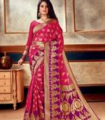 GAJRI PINK  RICH art silk saree AND HEAVY RICH PALLU WITH BLOUSE WITH BELT