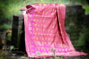 GAJRI PINK  RICH art silk saree AND HEAVY RICH PALLU WITH BLOUSE WITH BELT 2