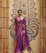 Purple woven silk saree with blouse
