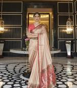 Ivory woven silk saree with blouse