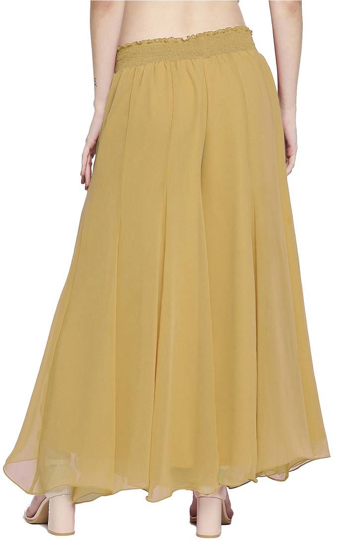 Beige plain chiffon palazzo-pants