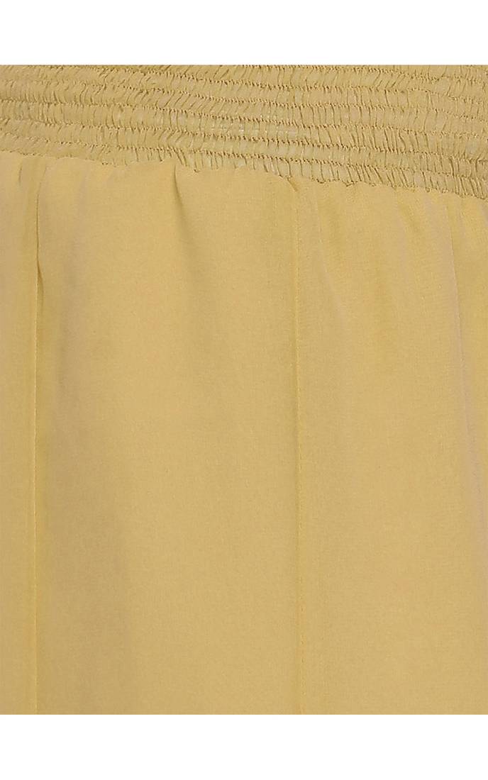 Beige plain chiffon palazzo-pants