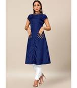 Royal Blue Colour Dola Silk Plain Cap Sleeve Collar neck Stitch Kurtis