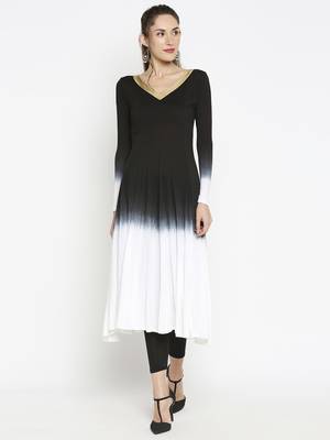 Black plain viscose kurtas-and-kurtis 1