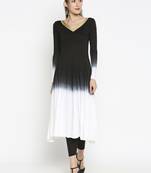 Black plain viscose kurtas-and-kurtis