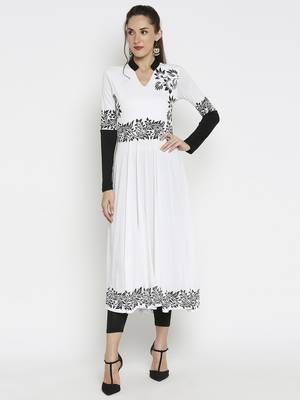 Off-white printed viscose kurtas-and-kurtis 1