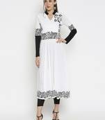 Off-white printed viscose kurtas-and-kurtis
