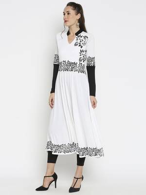 Off-white printed viscose kurtas-and-kurtis 2