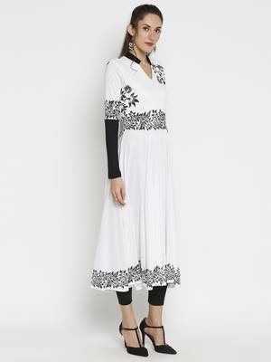 Off-white printed viscose kurtas-and-kurtis 3