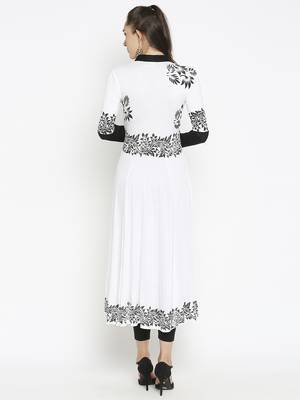 Off-white printed viscose kurtas-and-kurtis 4