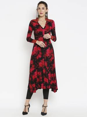 Pink printed viscose kurtas-and-kurtis 1
