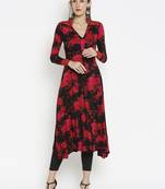 Pink printed viscose kurtas-and-kurtis