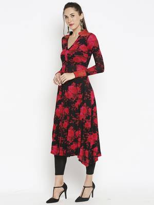 Pink printed viscose kurtas-and-kurtis 2