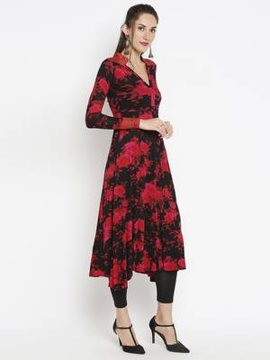 Pink printed viscose kurtas-and-kurtis 3
