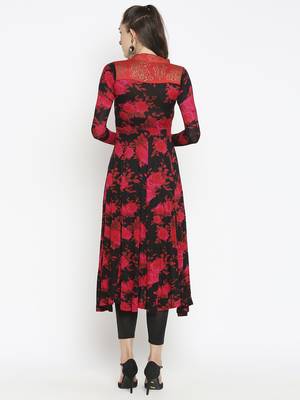 Pink printed viscose kurtas-and-kurtis 4