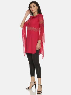 Pink printed polyester kurtas-and-kurtis 2