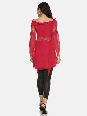 Pink printed polyester kurtas-and-kurtis 3