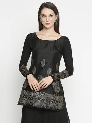 Black printed polyester kurtas-and-kurtis 1