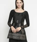 Black printed polyester kurtas-and-kurtis