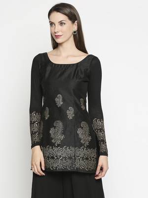 Black printed polyester kurtas-and-kurtis 2