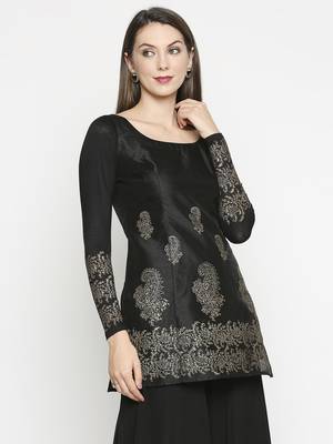 Black printed polyester kurtas-and-kurtis 3