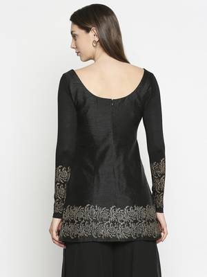 Black printed polyester kurtas-and-kurtis 4