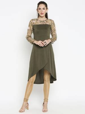 Green embroidered polyester kurtas-and-kurtis 1